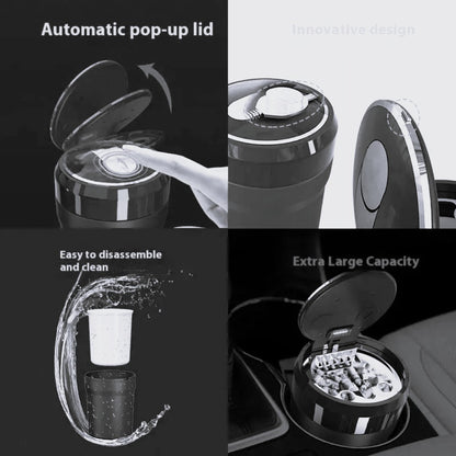 Portable Car Ashtray - Large Capacity & LED-Illuminated